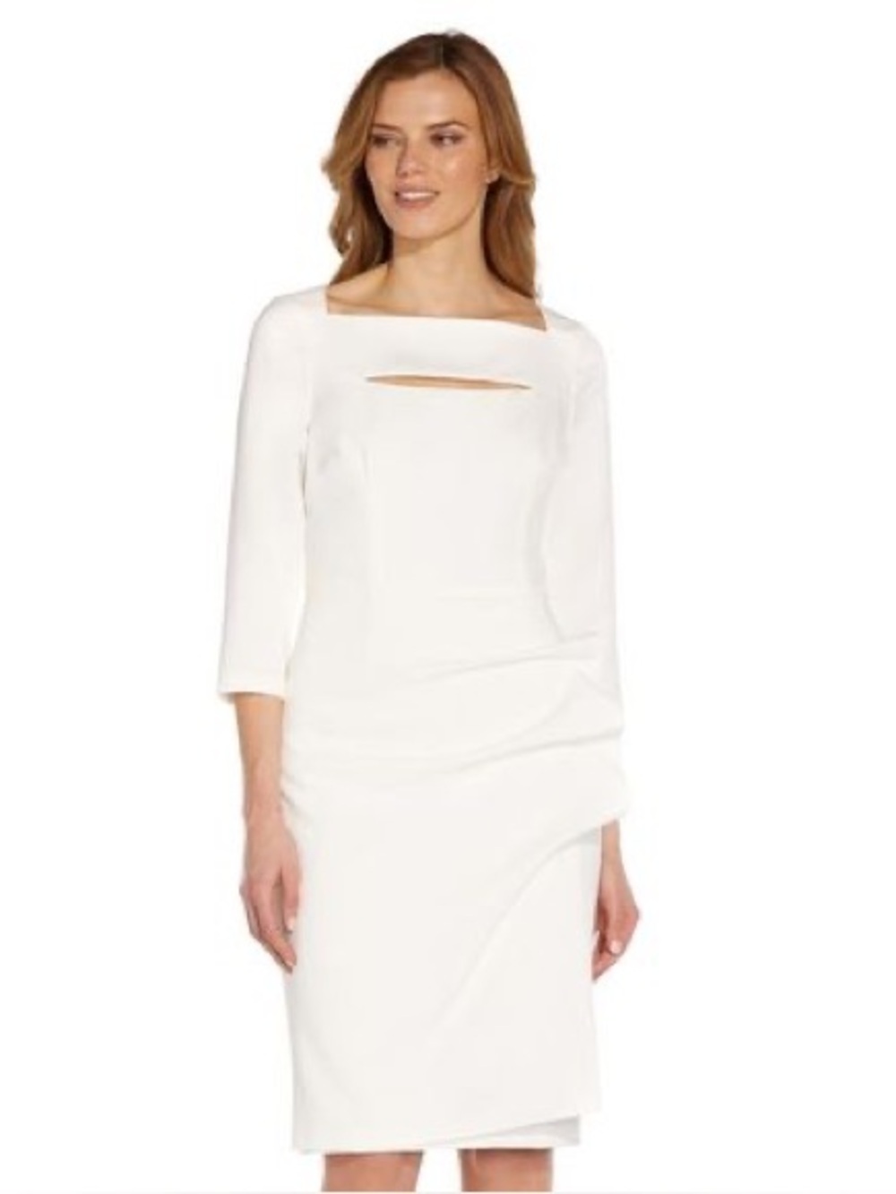 Adrianna Papell White Boatneck Sheath Dress NWOT